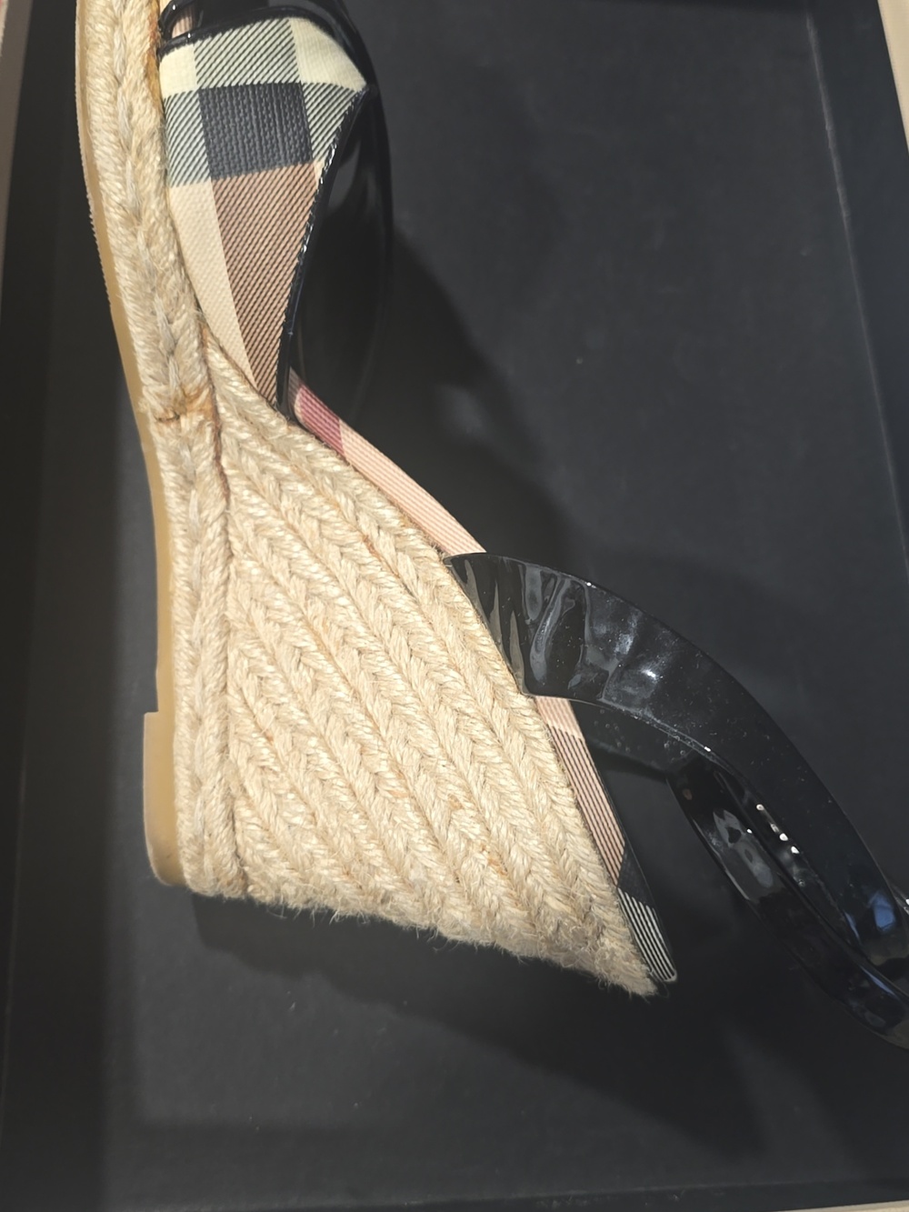 Burberry Plaid Wedge Sandals Espadrilles Size 39 with Box - Picture 14 of 16